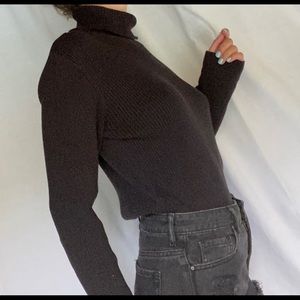 Black Ribbed Turtle Neck